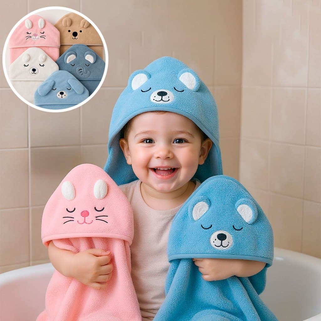 Toalhas De Banho Infantil Bebe Com Capuz Bichinho Absorvente Criança Recem Nascido Felpuda