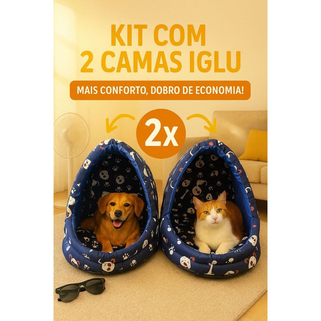 Kit 2 Caminha Pet Confortável Cama Iglu Cachorro Gato Linda Fofa Toca P M G Calor