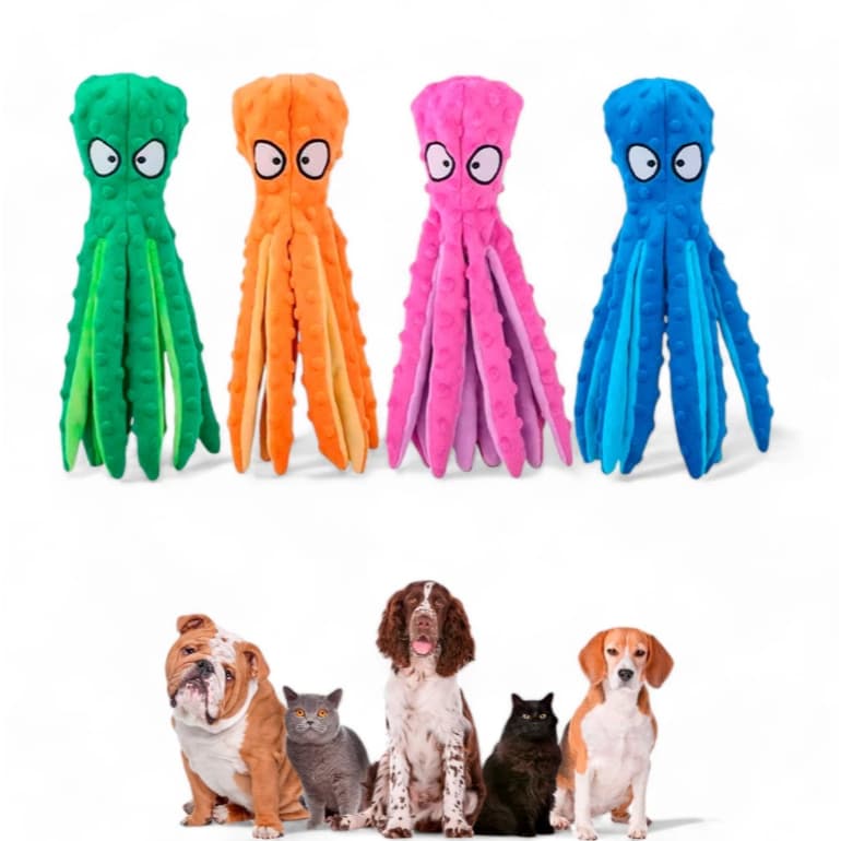 Brinquedo Pet Pelúcia Polvo Octopus Amigo Cães com Apito