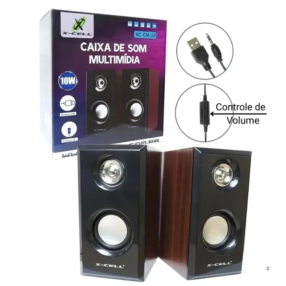 Caixa de Som Portátil para PC e Notebook com Ajuste de Volume 10W  Mod. XC-CM-14