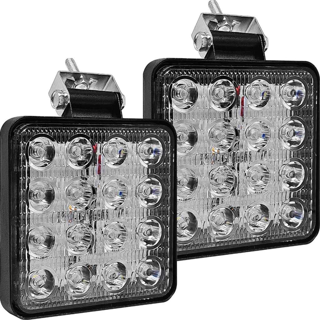 2x Farol De Milha 16 Leds 42w 12v/24v Quadrado Offroad 6000k