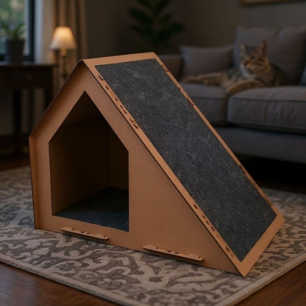 Casa de Gato com Rampa Arranhador Caminha Pet Luxo Brinquedo de Arranhar para Gatos Playground MDF