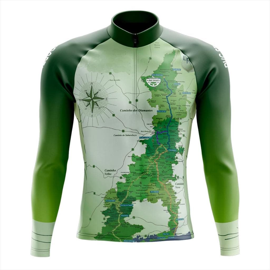 CAMISA CICLISMO MASCULINA MOUNTAIN BIKE MANGA LONGA PROTEÇÃO UV RKC SPORTS ESTRADA REAL