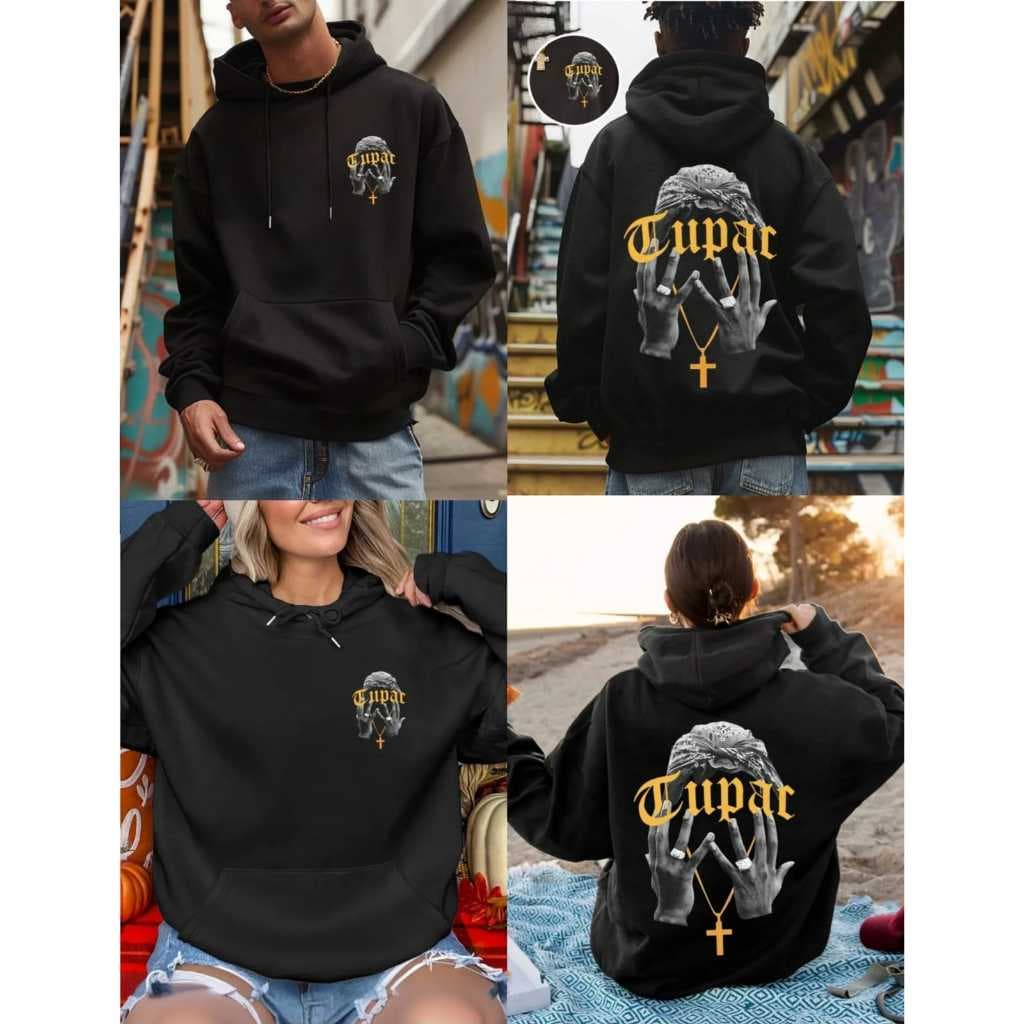 Moletom Blusa de Frio Canguru Rapper Unissex 2 Pac tupac shakur Dauomo Com Capuz e Bolso