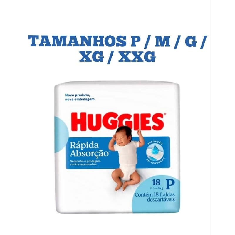 Fralda Huggies P / M / G / XG / XXG Tripla Proteção 1 Pacote
