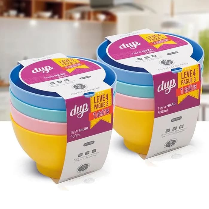 Kit 8 Tigelas de Sobremesa 500 mL DUP Milão – Micro ondas, Lava Louças e Freezer