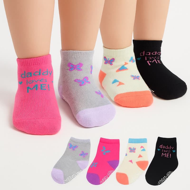 Kit 24 pares Meias infantil menina 0 a 8 anos feminina desenhos divertidos para criança meias antiderrapante algodao