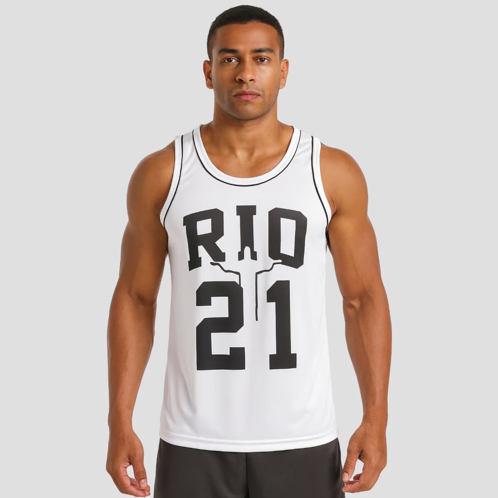 Regata Masculina RIO 21 Basquete Academia Esportiva Dry Fit Treino Casual