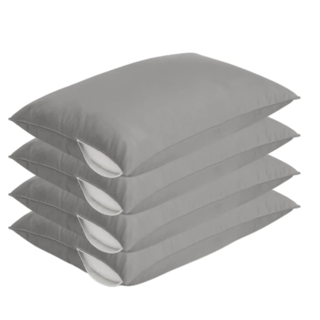 kit 4 Capas Protetora Fronha Travesseiro Cinza com Ziper Anti Ácaro Proteção Completa - Envio em 24h