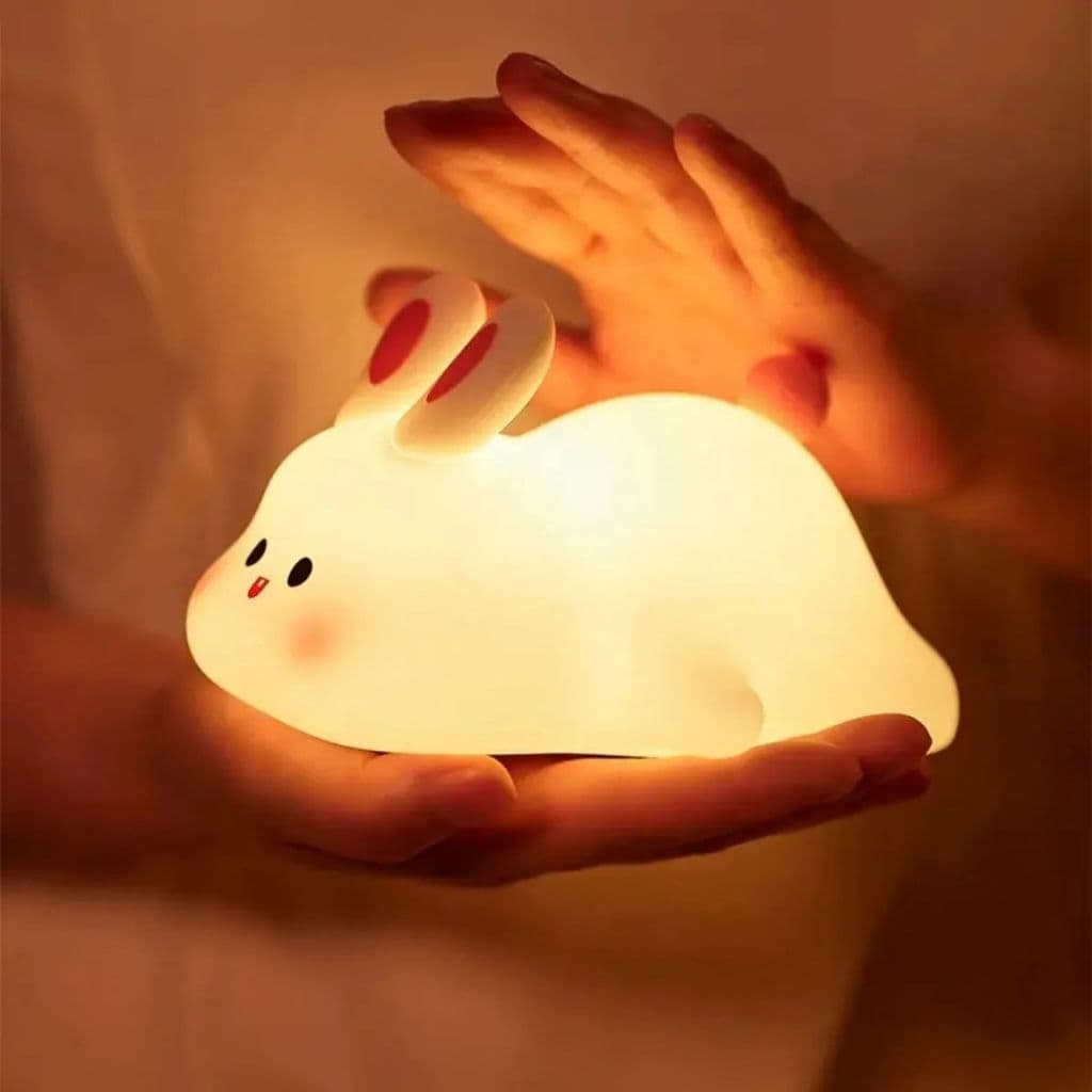 Luminária Coelhinho LED Multicolorida Toque | USB | 3 Níveis de Brilho Decor Infantil e Adulto