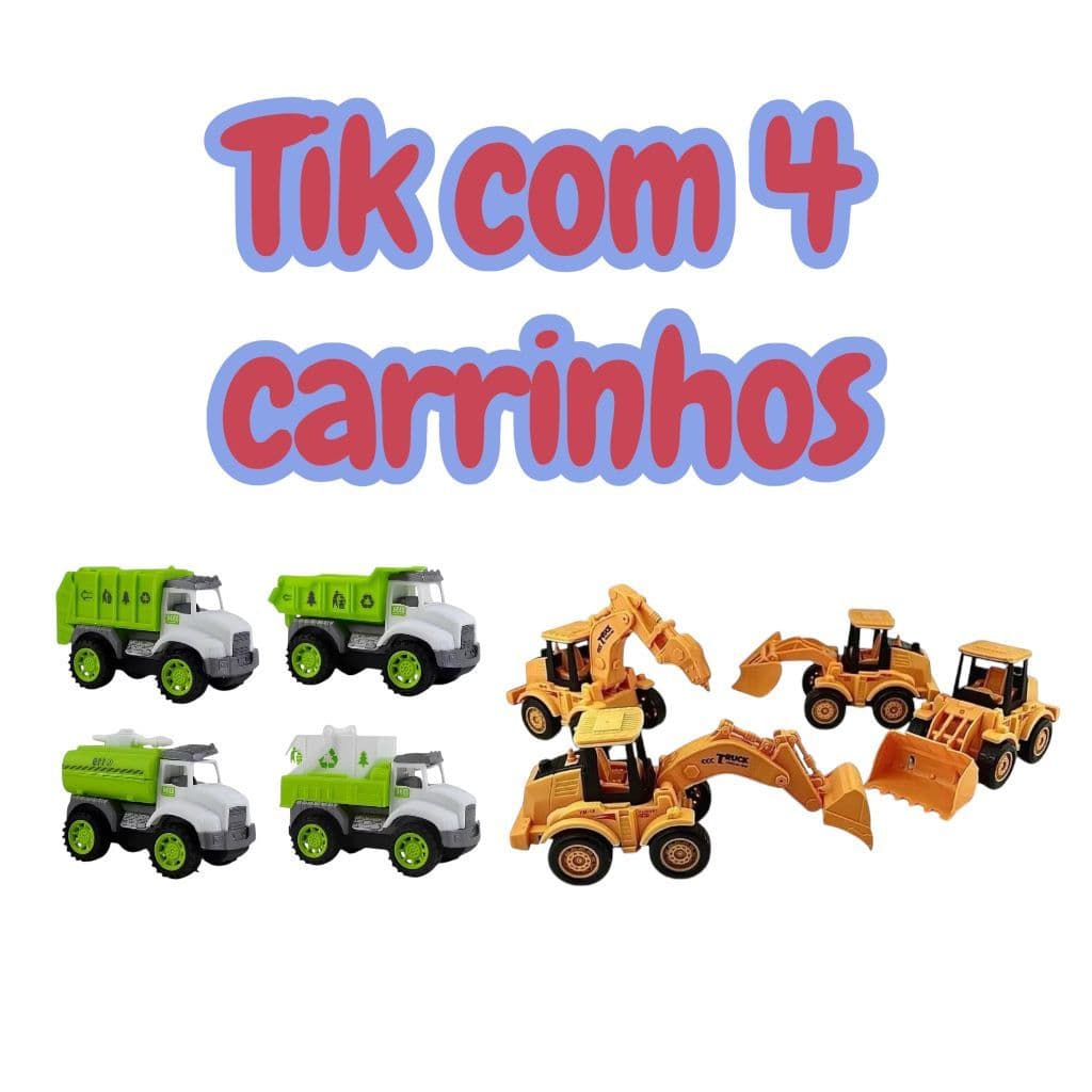 Kit Com 4 Carrinhos a Fricção Bombeiro Caminhão do lixo Construção Pá mecânica Trator Caçamba Lixeiro Combate ao fogo