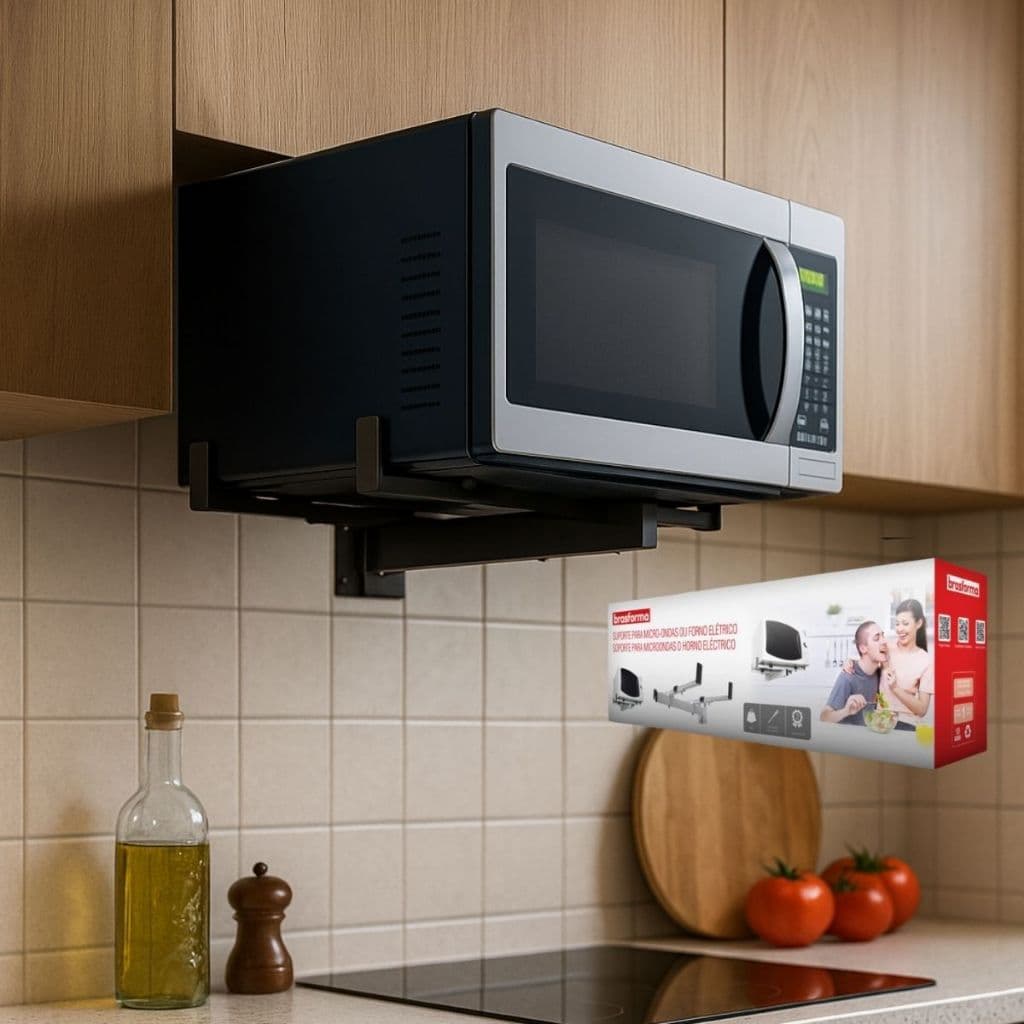 Suporte De Microondas Forno Ajustavel Para Parede Até 30kg