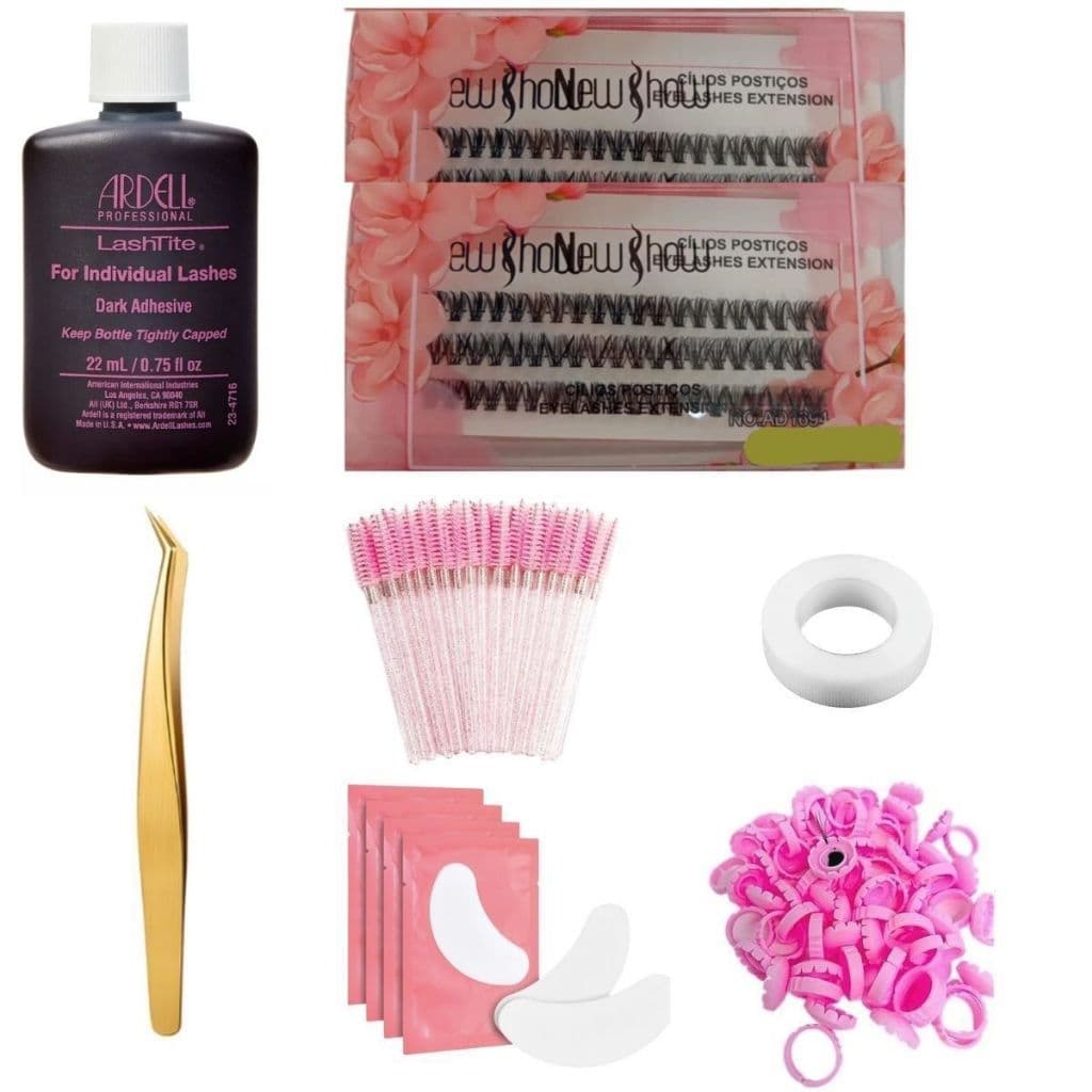 Kit Cilios Postiço New Show Cola Salon Pro Lanell em Casa Extensão Cílios Tufo Tufinho