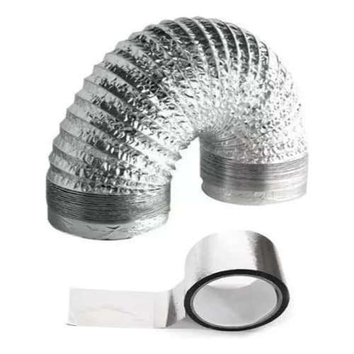 Duto Flexível Aluminizado 6 Polegadas Rolo 10m + Fita 150mm tubo