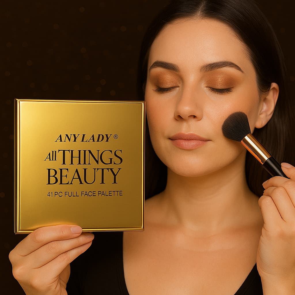 Paleta de Maquiagem Completa AnyLady 41 Peças – Sombras, Blush, Contorno, Iluminador e Acessórios Profissionais