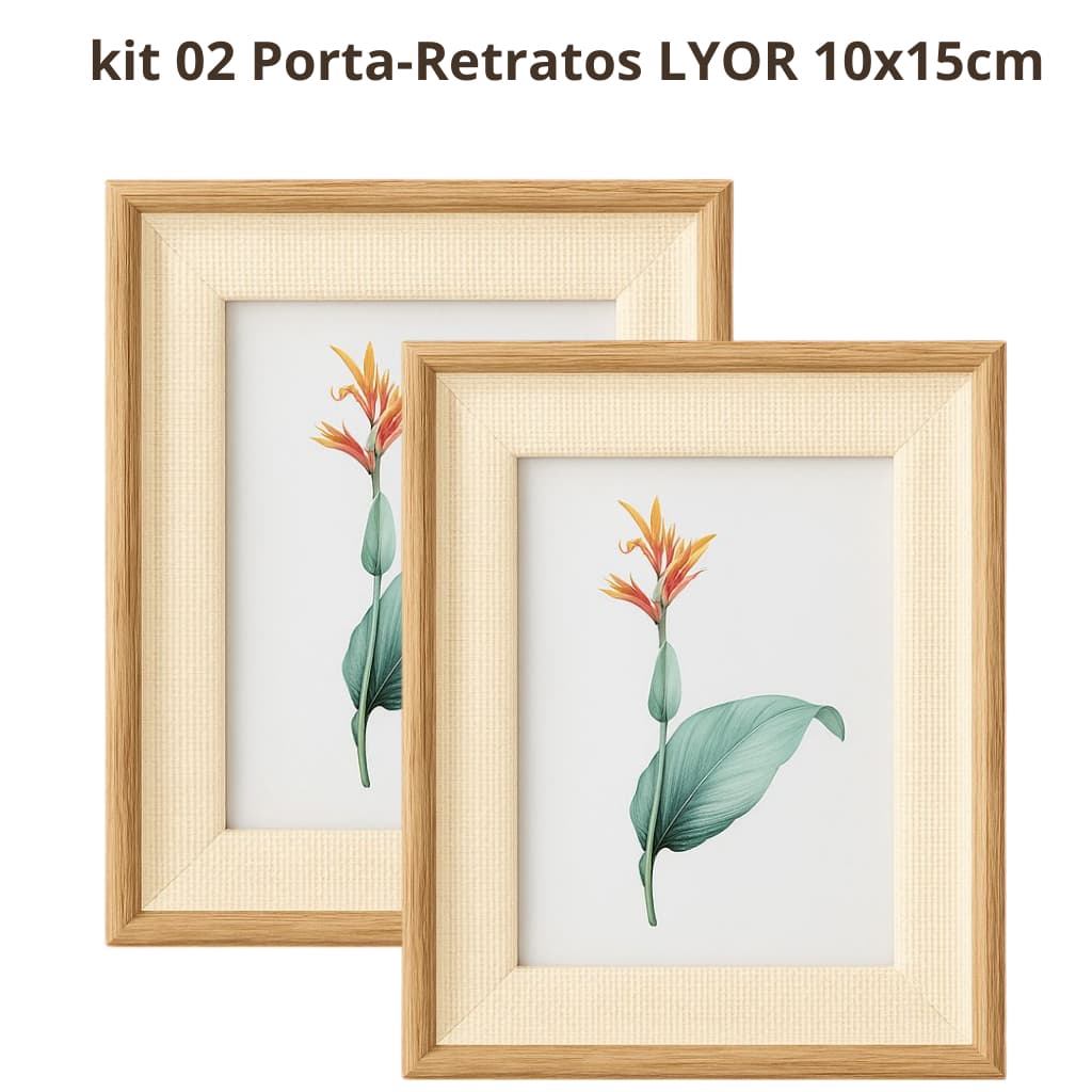 kit 02 unidades Porta Retratos 10x15cm Lyor MDF em Vidro Decoração Elegante