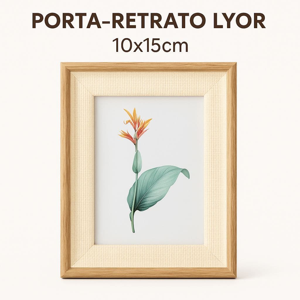 Porta Retratos 10x15cm LYOR Bege Mdf com Vidro Decoração Elegante