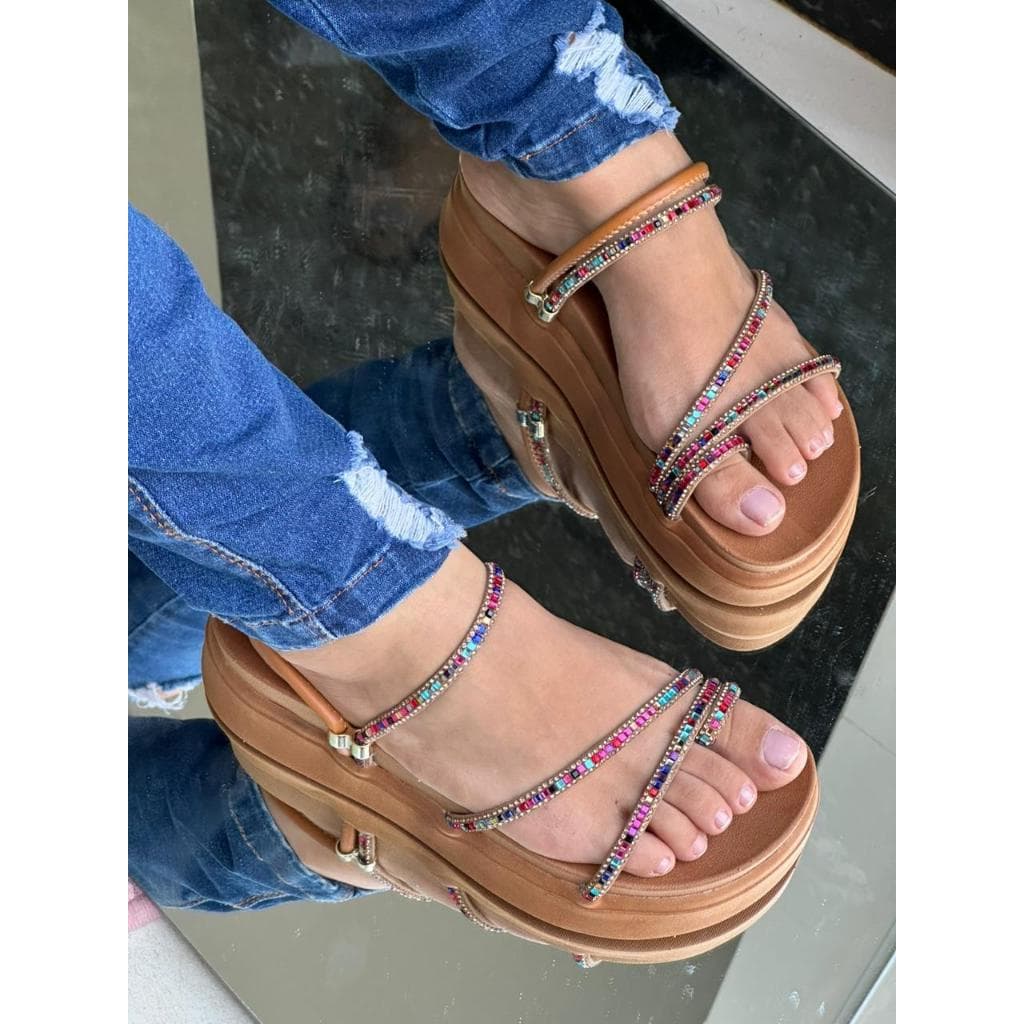 sandália papete plataforma feminina birken alta brilho strass ultra confortável luxo lançamento 021