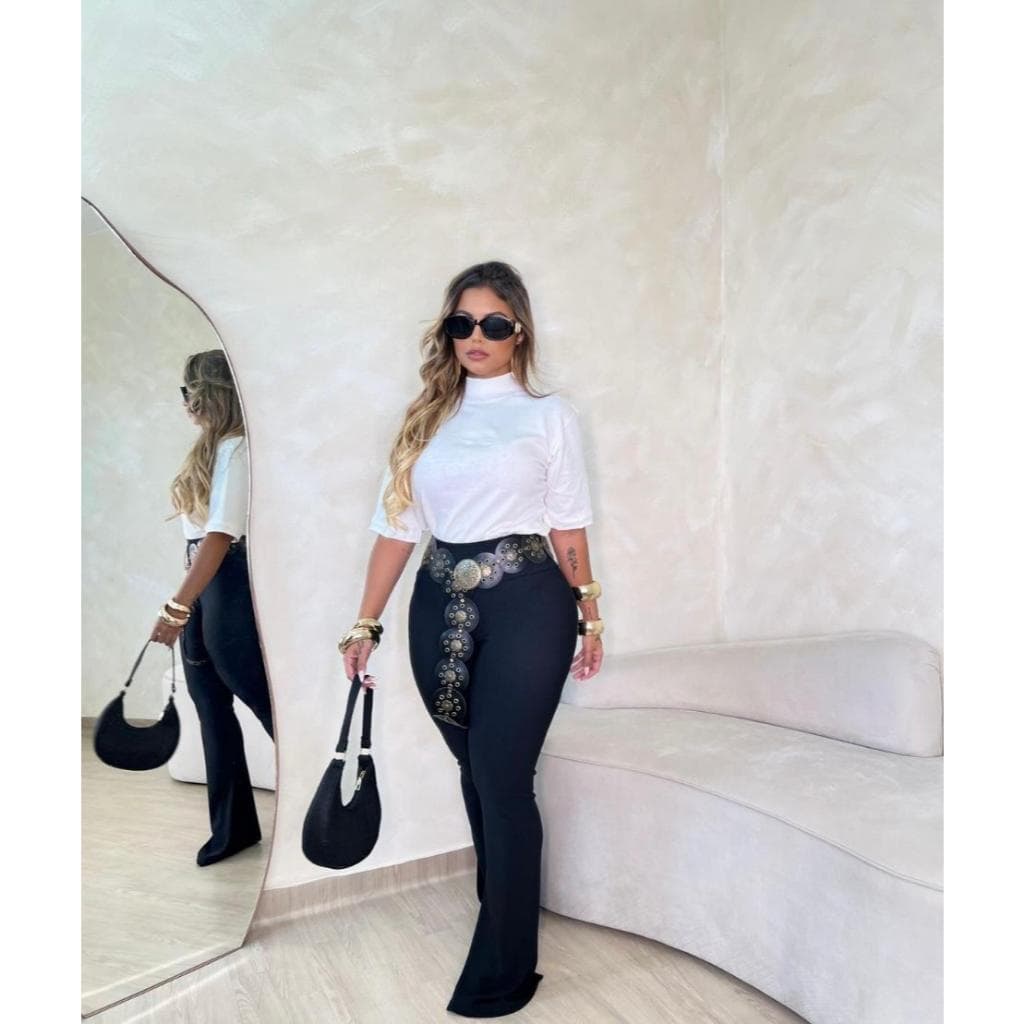 Calça Feminina Flare Cintura Alta Preta