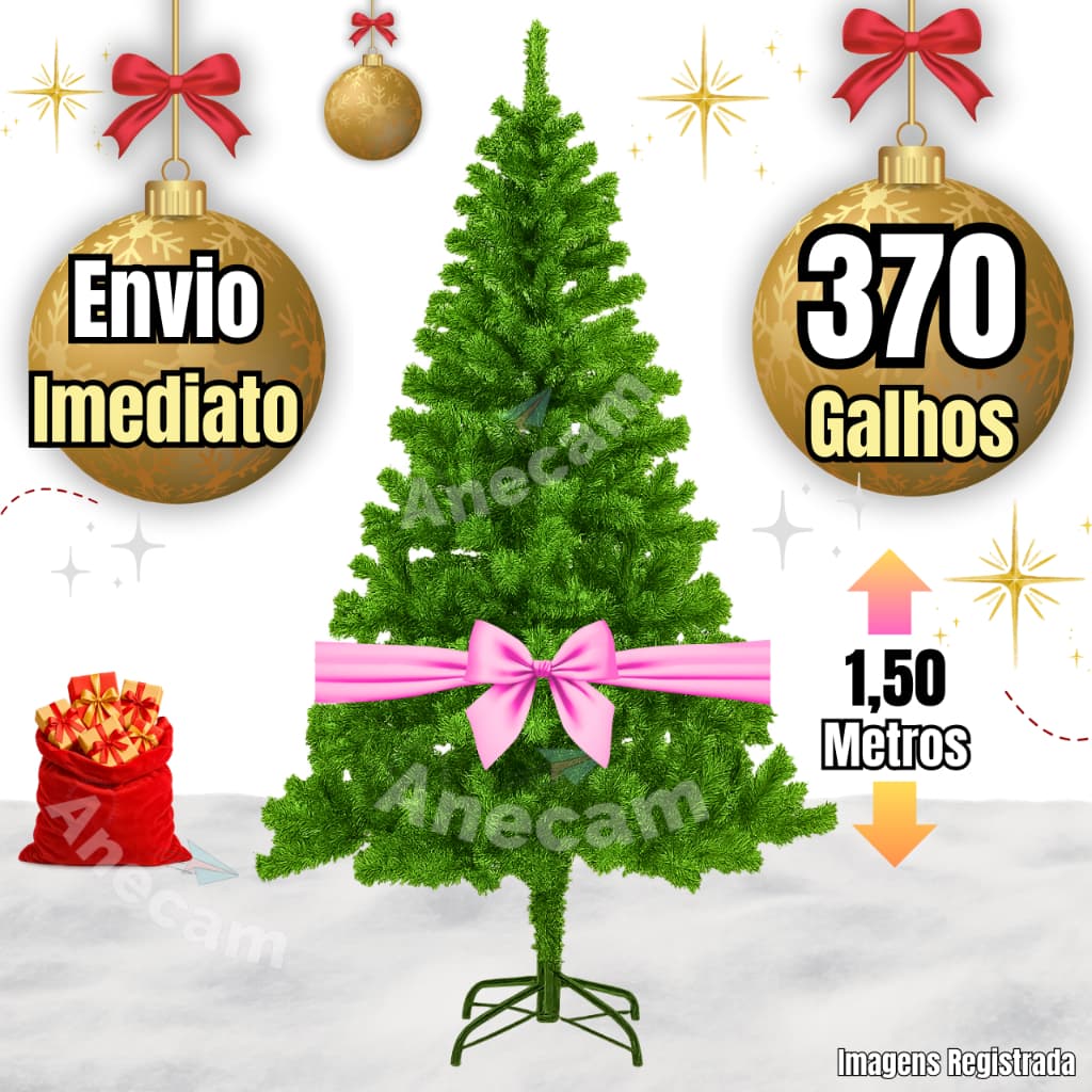Pinheiro Verde 1,50 Metros Arvore De Natal 370 Galhos Decoração Natalino E Outro Modelos Luxo