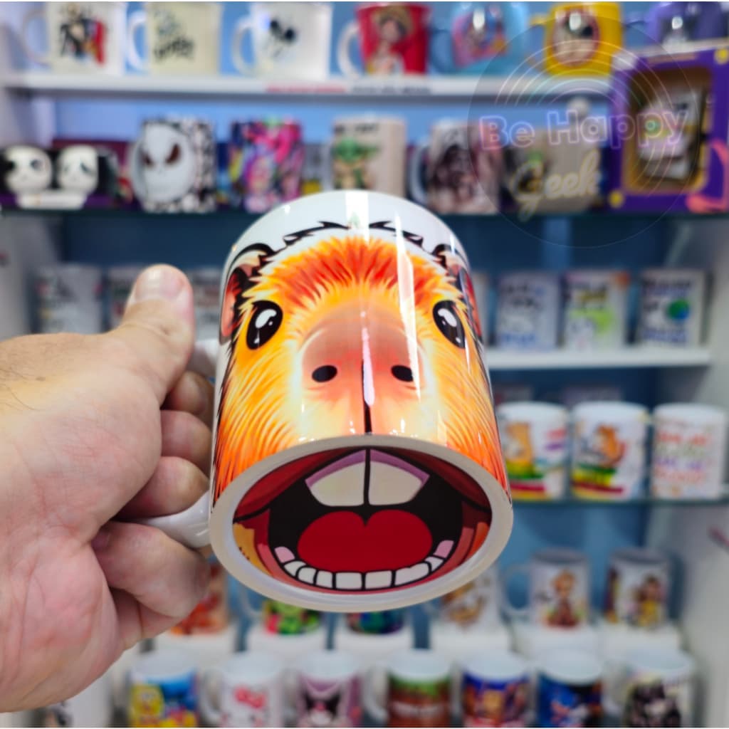 Caneca de Porcelana CAPIVARA BOCÃO Capyneca Boca em baixo com caixinha.