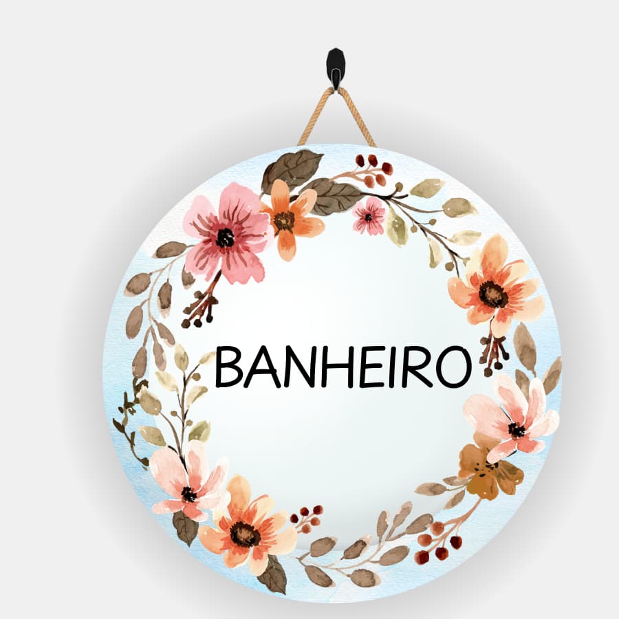 Placa Decorativa redonda de Porta Banheiro, Lavabo, Toalet