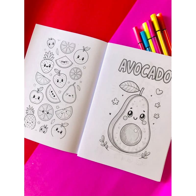 livro de colorir tema feirinha ou frutinhas-livro de colorir personalizado para lembracinha-livro de colorir para brinde