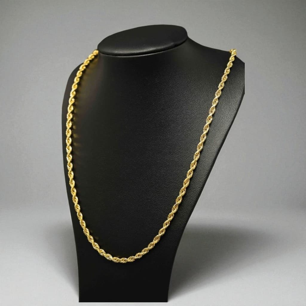 Corrente Masculina Elo Baiano 60cm x 3mm – Aço Inox Banhado a Ouro