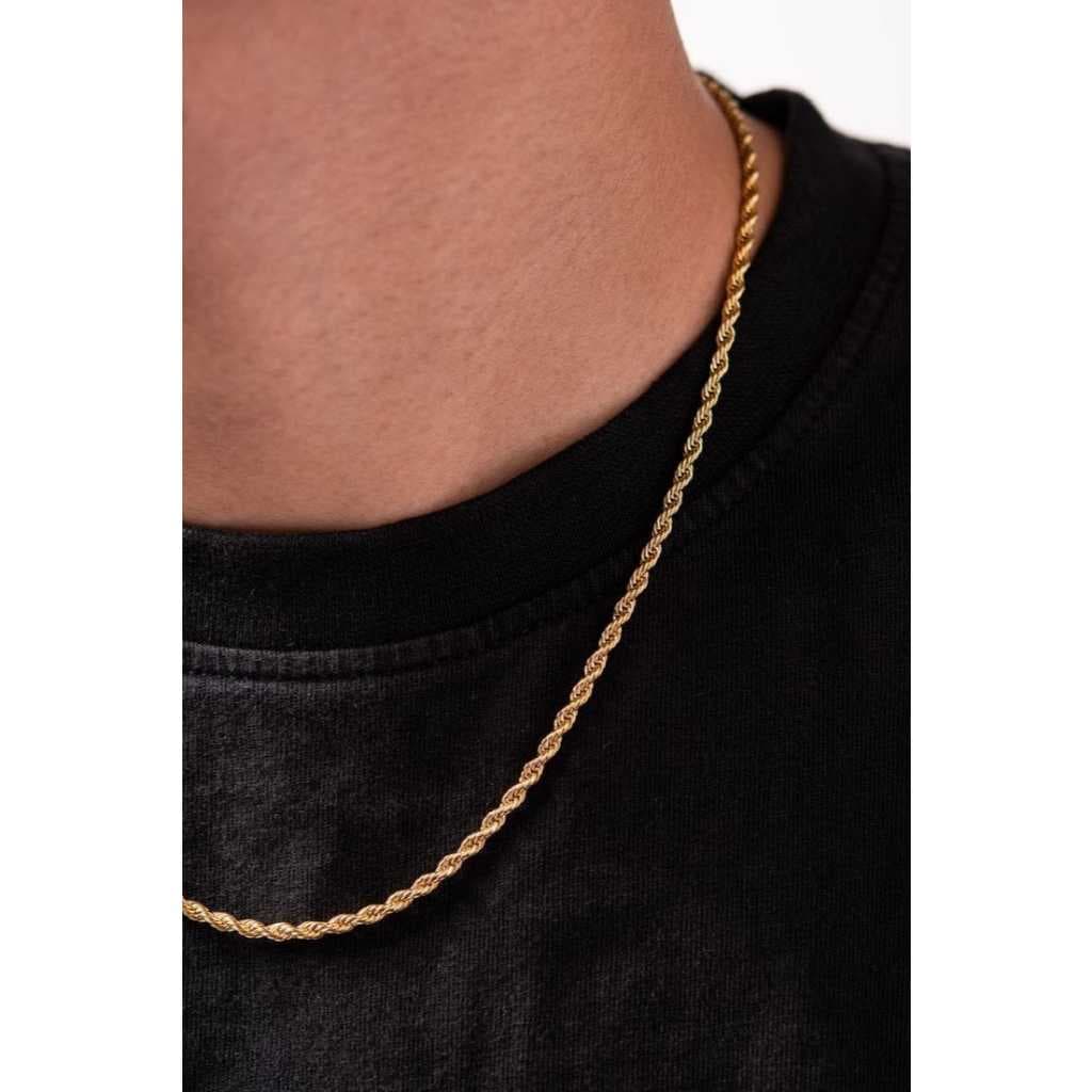 Cordão Baiano Masculino 60cm – Corrente Ouro 18k em Aço Inox
