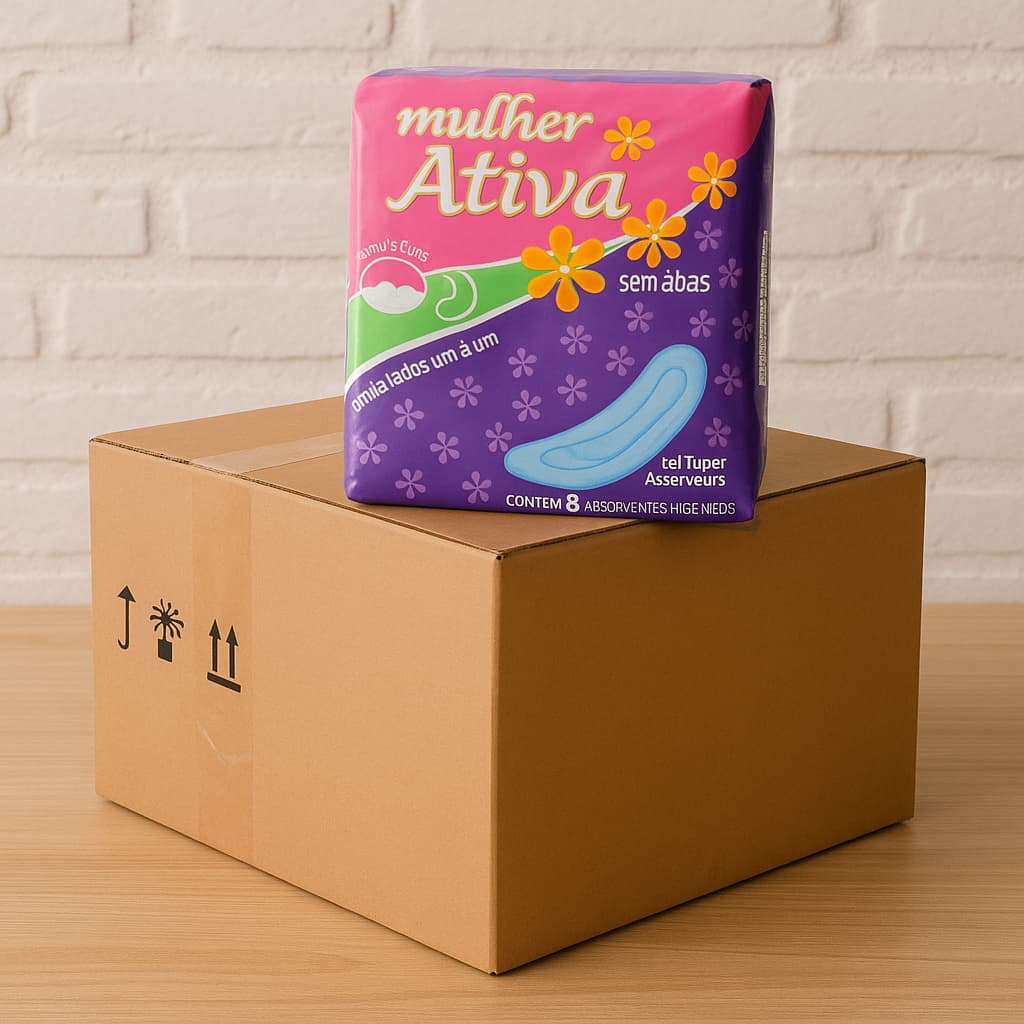 Absorventes Mulher Ativa Com e Sem Abas Promoção Atacado 20/40/60 Unidades