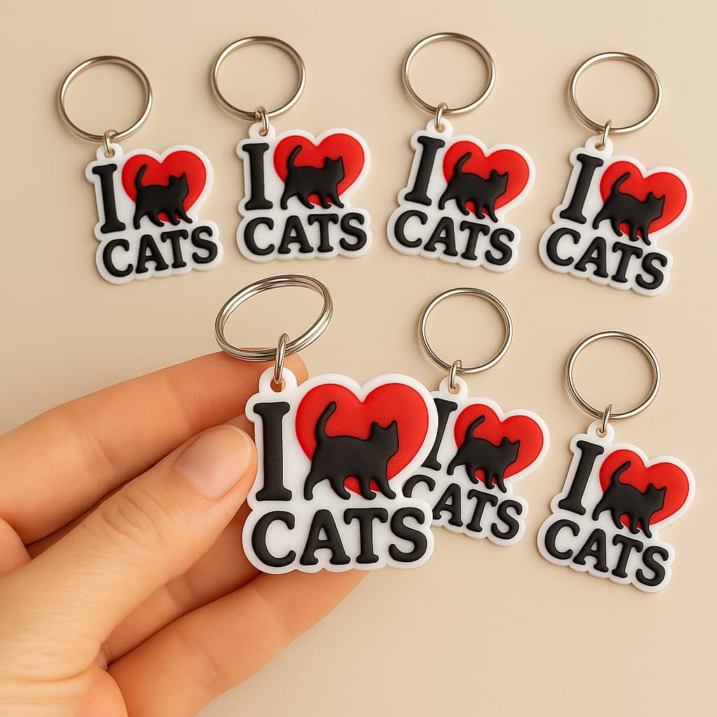 Chaveiro eu amo gatos coração, lembrancinha, revenda, pet shop, mimos para mãe de pet gatinho.