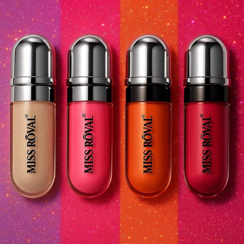 Gloss Labial Miss Royal 6 Cores – Brilho Intenso, Hidratação e Acabamento Profissional