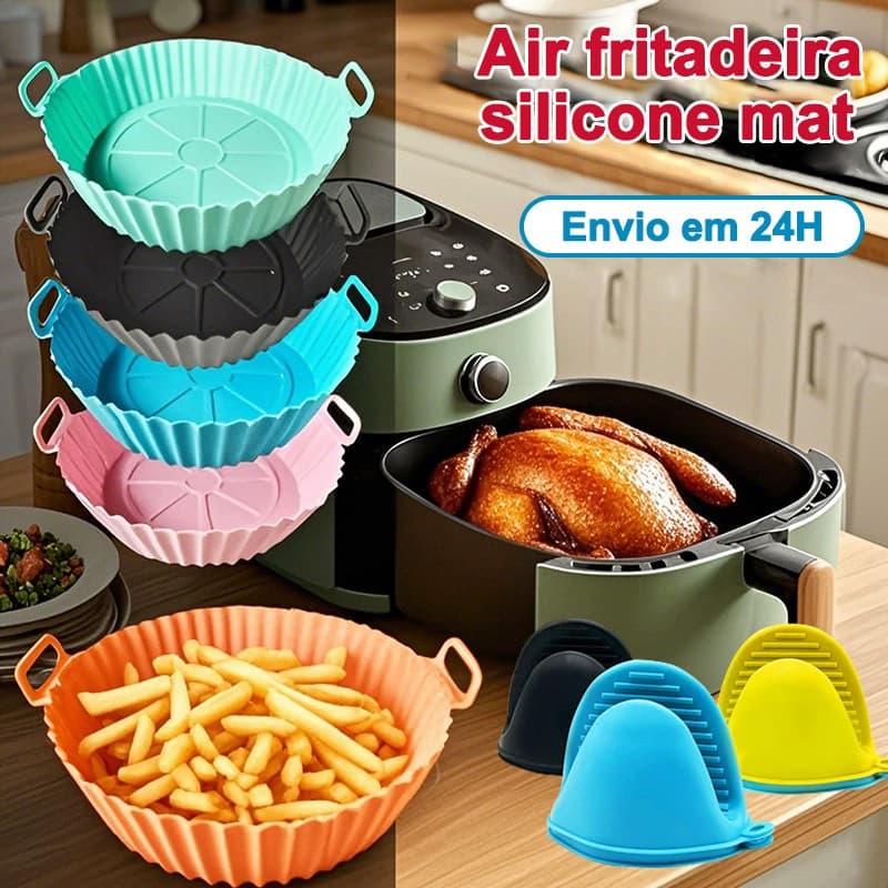 Kit3 Home Padaria Bakeware Air Fritadeira Silicone Pad Pode Ser Usado Repetidamente