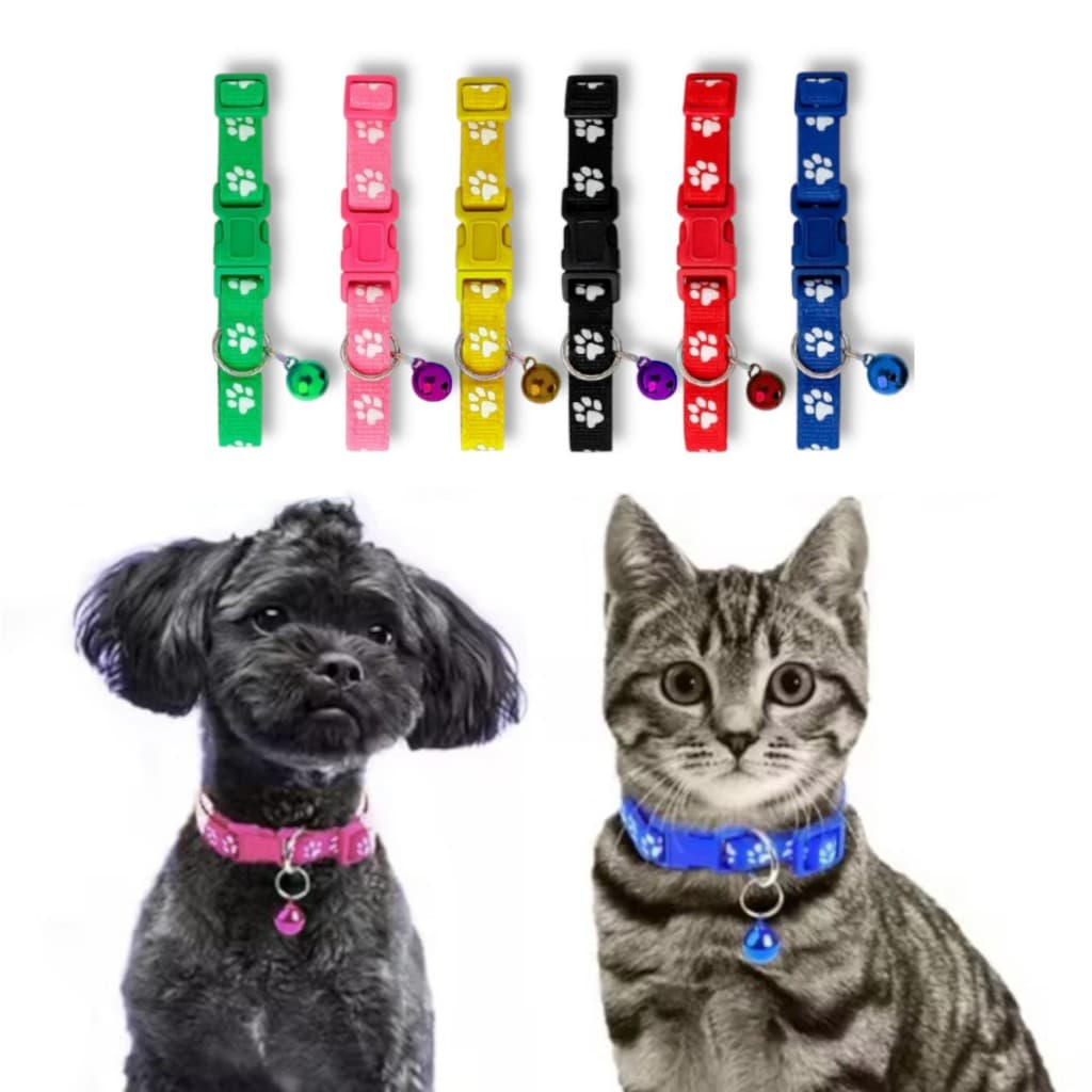 Coleira Para Cães e Gatos de Pequeno e Médio Porte Ajustável Com Sininho
