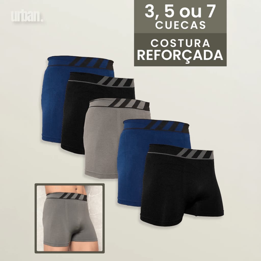 Kit 5 Cuecas Box Lisa Cueca Boxer Adulta - Confortável e Respirável