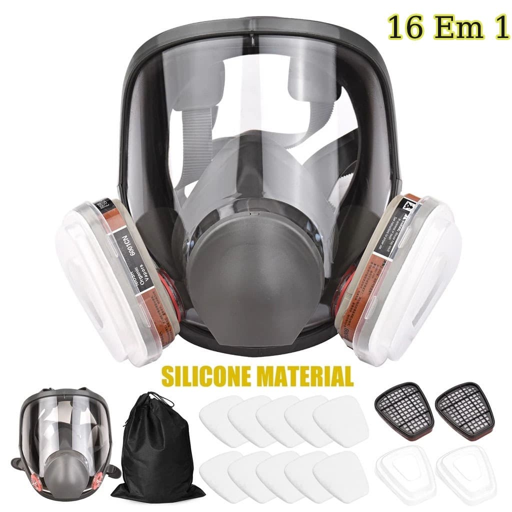 Respirador Facial Reutilizável , Cobertura Completa 16 Em 1 , Tampa De Gás , De Vapor Orgânico , Amplo Campo De Visão