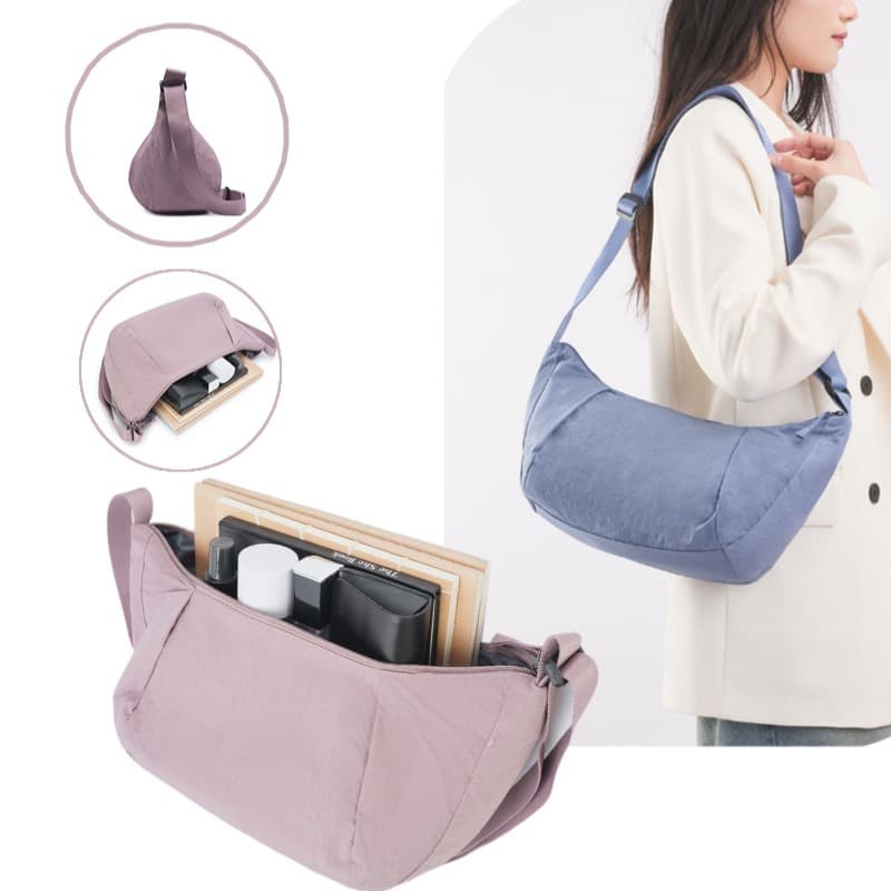 bolsa feminina transversal nylon impermeável NOVO meia-lua