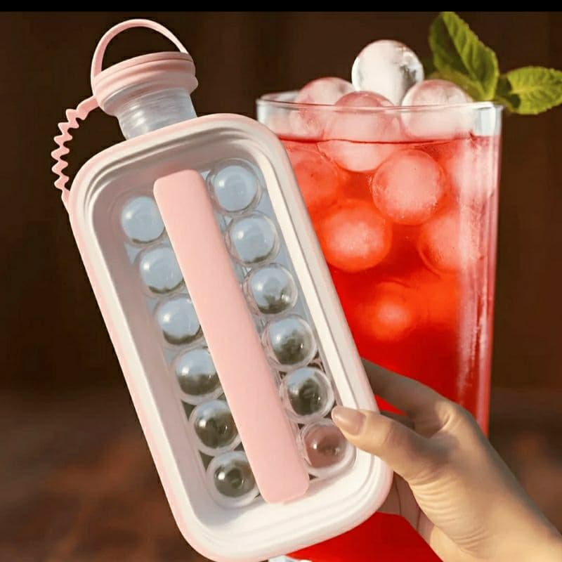 Garrafa Forma De Gelo com Alça 2 Em 1 Esfera Silicone Drinks Bebidas Gelo Redondo