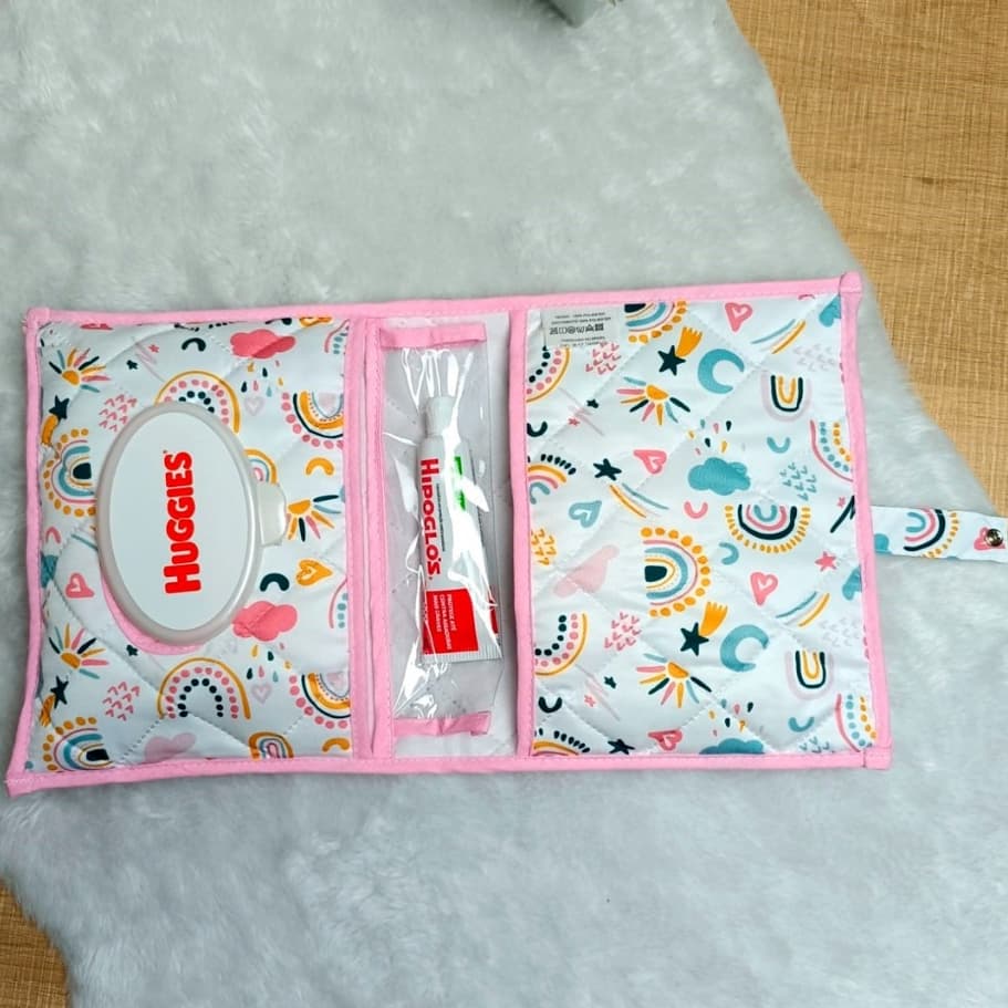 Porta Fraldas Lenço Pomada Bebe Menina Estampas Portátil