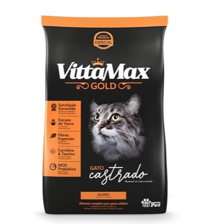 Ração VittaMax Gatos Castrados Premium Especial Salmão 1KG