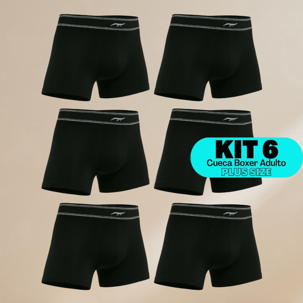 Kit Seis Cuecas Microfibra Boxer Premium Plus Size Lisa Original Zee Rucci Sem Costuras