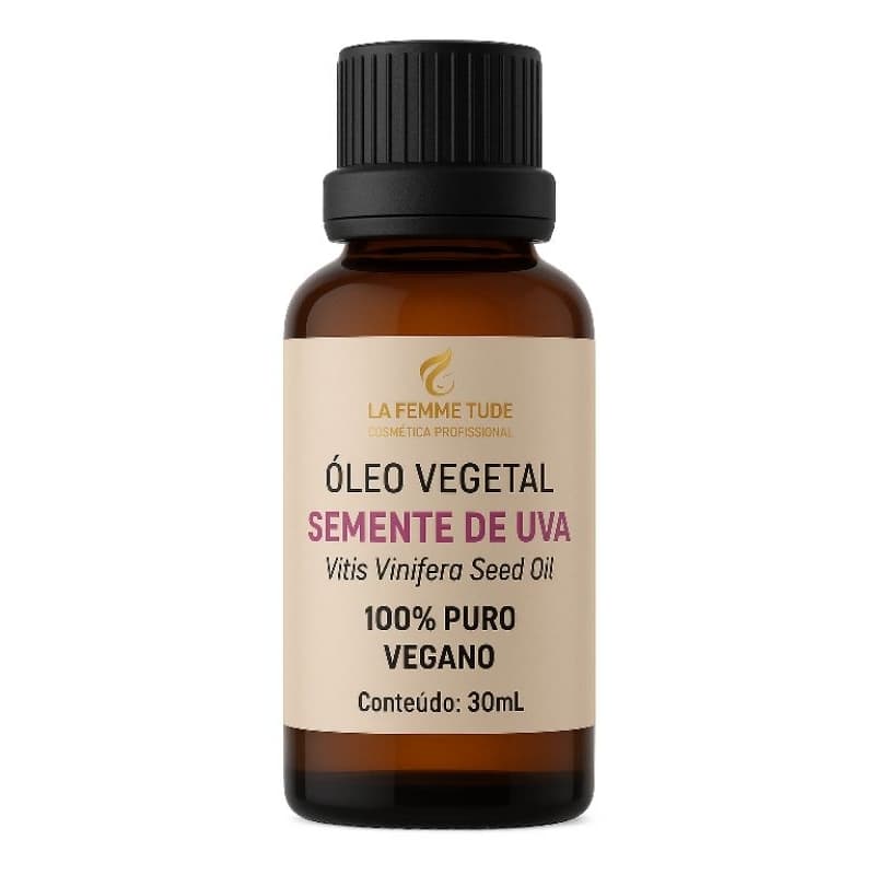 Óleo de Semente de Uva, 100% puro e vegano capilar e corporal 30mL