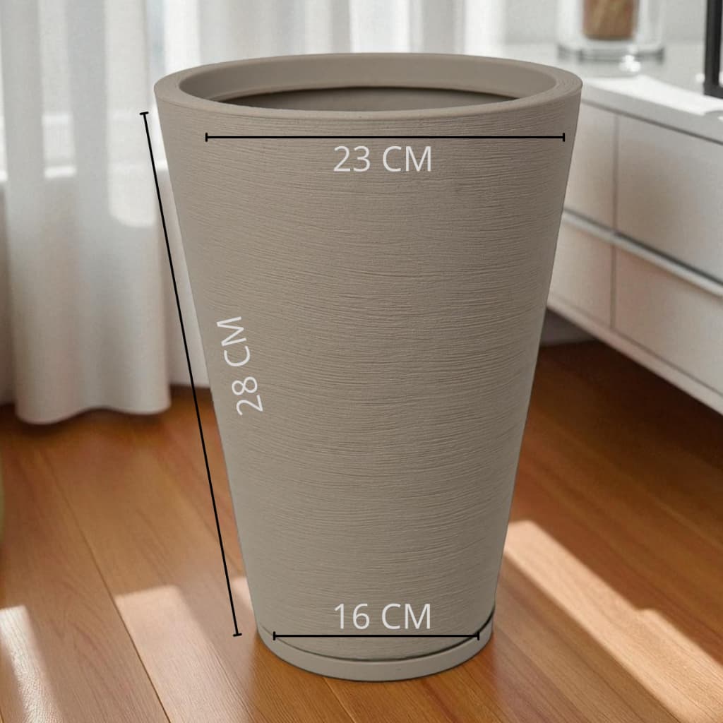 VASO PARA PLANTA POLIETILENO DECORATIVO COLUNA REDONDADA P COM PRATO COLETOR