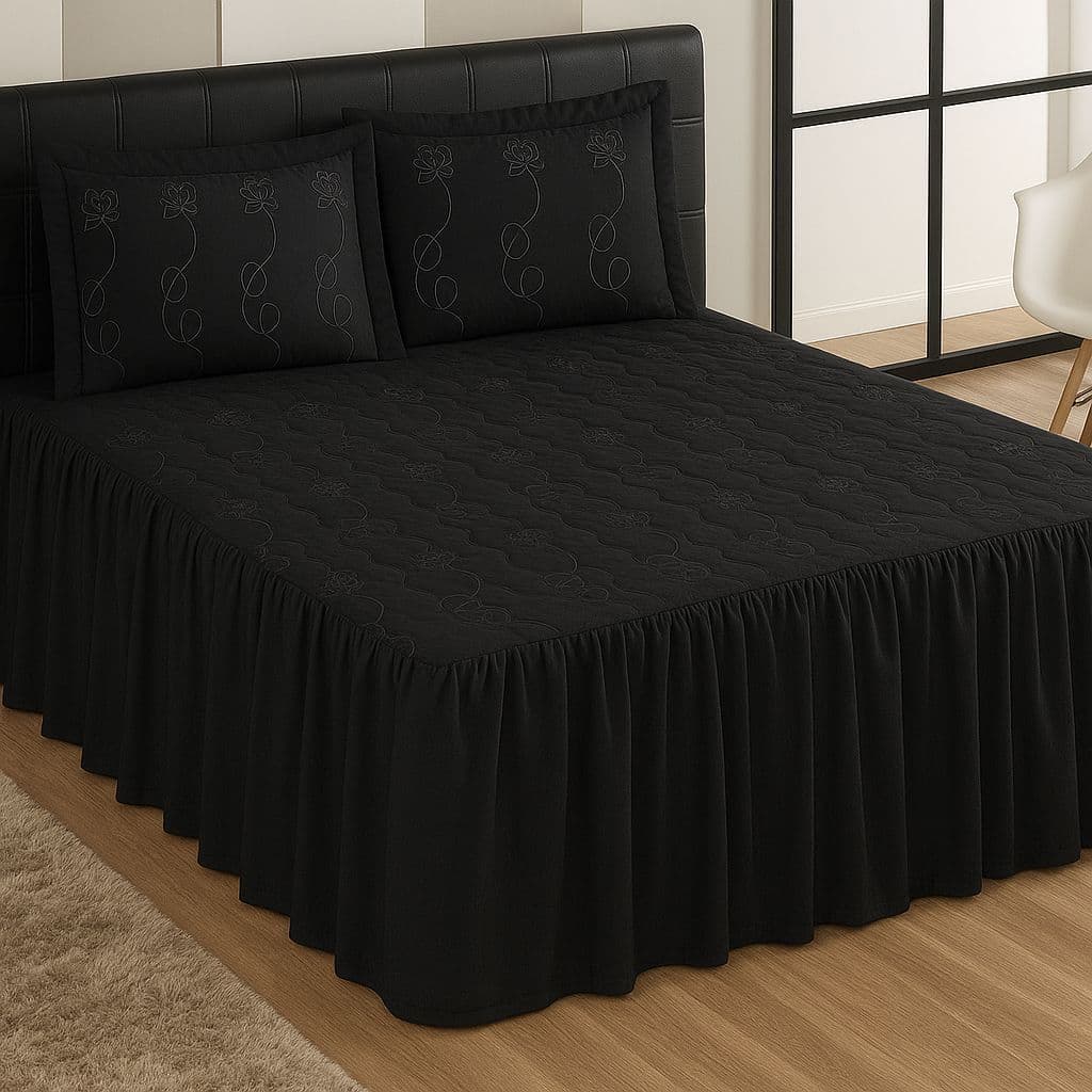 Jogo de cama casal padrão Preto Margadona 3 peças