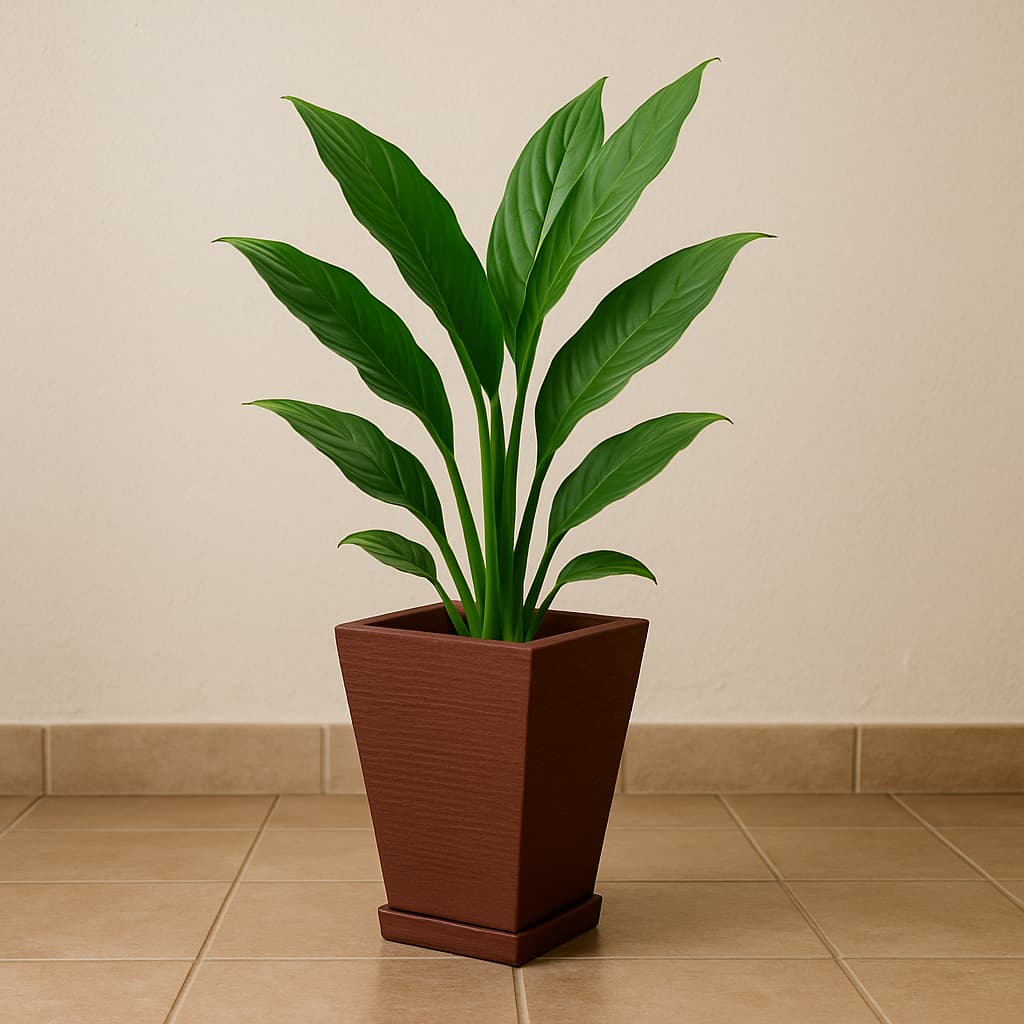 Vaso para Planta Polietileno Coluna Quadrada Escovada com Prato Coletor Jardim Casa Decoração