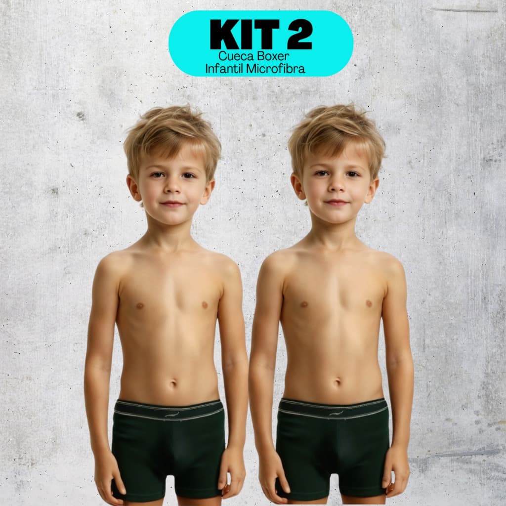 KIT 2 - Cueca Boxer Infantil Sem Costura Tecido Confortável Menino Zee Rucci