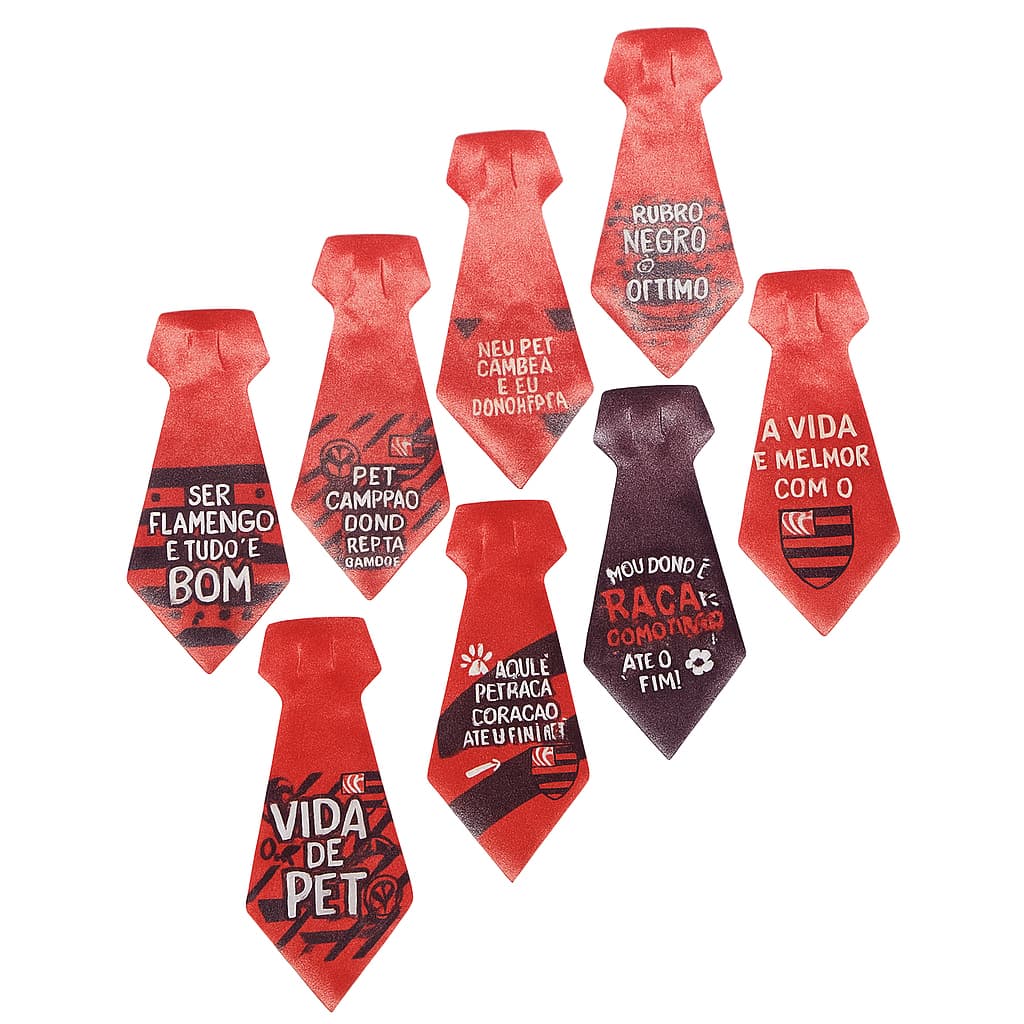 Kit Gravatinha Pet Shop Sortida Cachorro Gato Vermelho Mengão