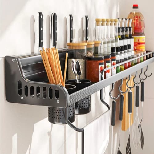 Organizador Suspenso Multiuso Cozinha Prateleira De Luxo  Porta Conchas Temperos Condimentos Talheres Facas Azeites