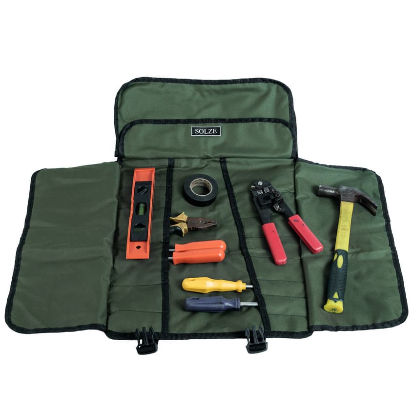 Case Estojo para ferramentas dobrável flexível em lona com 16 bolsos exclusivo Solze