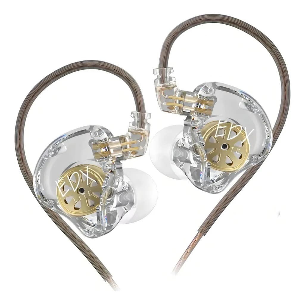 Fone De Ouvido Kz Edx Lite Dj Musical Retorno Palco In-ear Cor Transparente